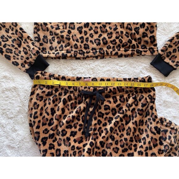 Juicy Couture Pajama Pj Set Leopard Print Sequin Logo Crop Top Pants XL NEW - Picture 9 of 13